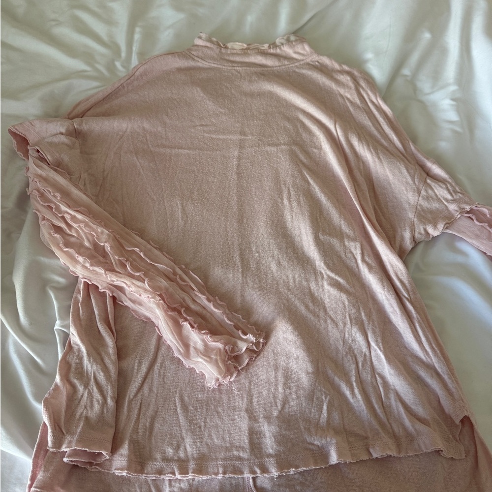 Free People Pink Long Sleeve Top